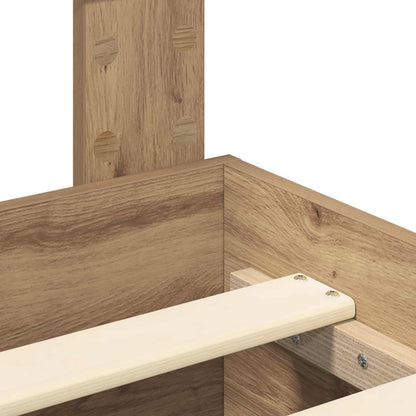 Bedframe met hoofdeinde Artisan Eiken 135 x 190 cm Bewerkt hout