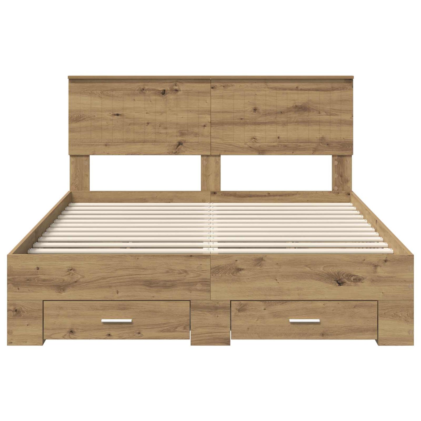 Bedframe met hoofdeinde Artisan Eiken 135 x 190 cm Bewerkt hout