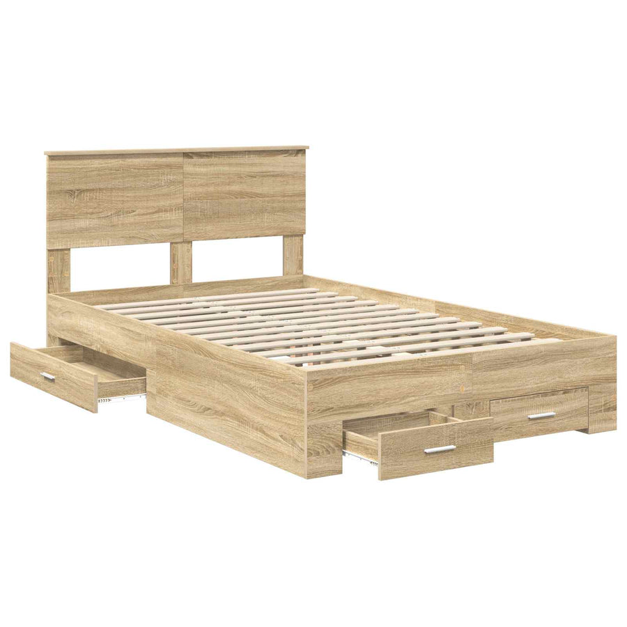 Bedframe met hoofdeinde Sonoma Eiken 120 x 200 cm Bewerkt hout