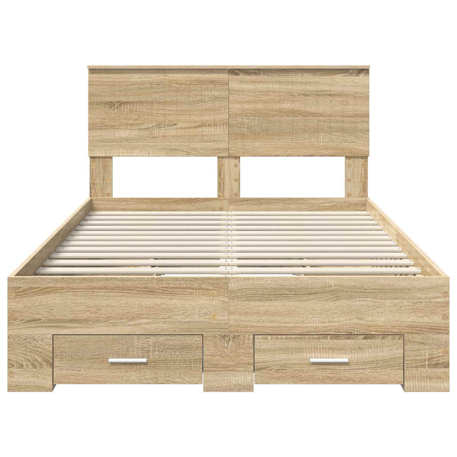 Bedframe met hoofdeinde Sonoma Eiken 120 x 200 cm Bewerkt hout