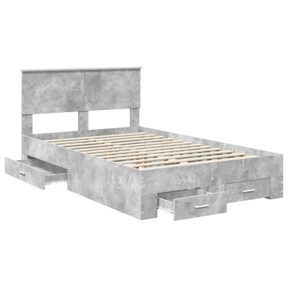 Bedframe met hoofdeinde Beton Grijs 120 x 200 cm Bewerkt hout