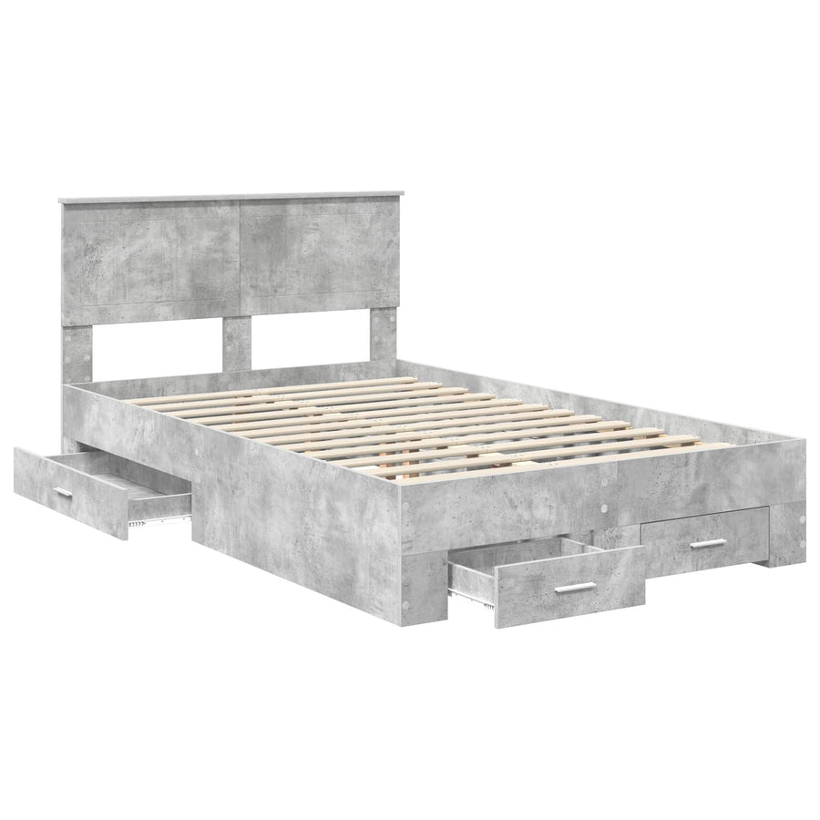 Bedframe met hoofdeinde Beton Grijs 120 x 200 cm Bewerkt hout