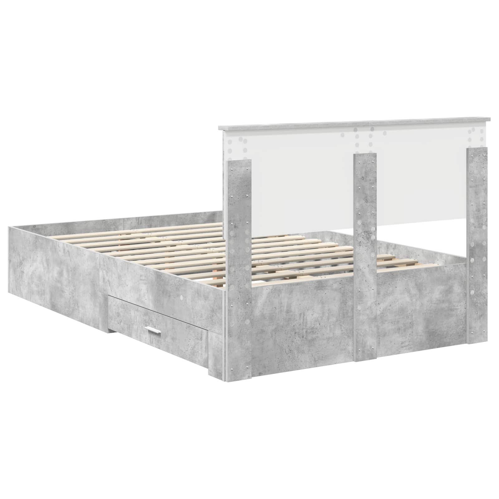 Bedframe met hoofdeinde Beton Grijs 120 x 200 cm Bewerkt hout