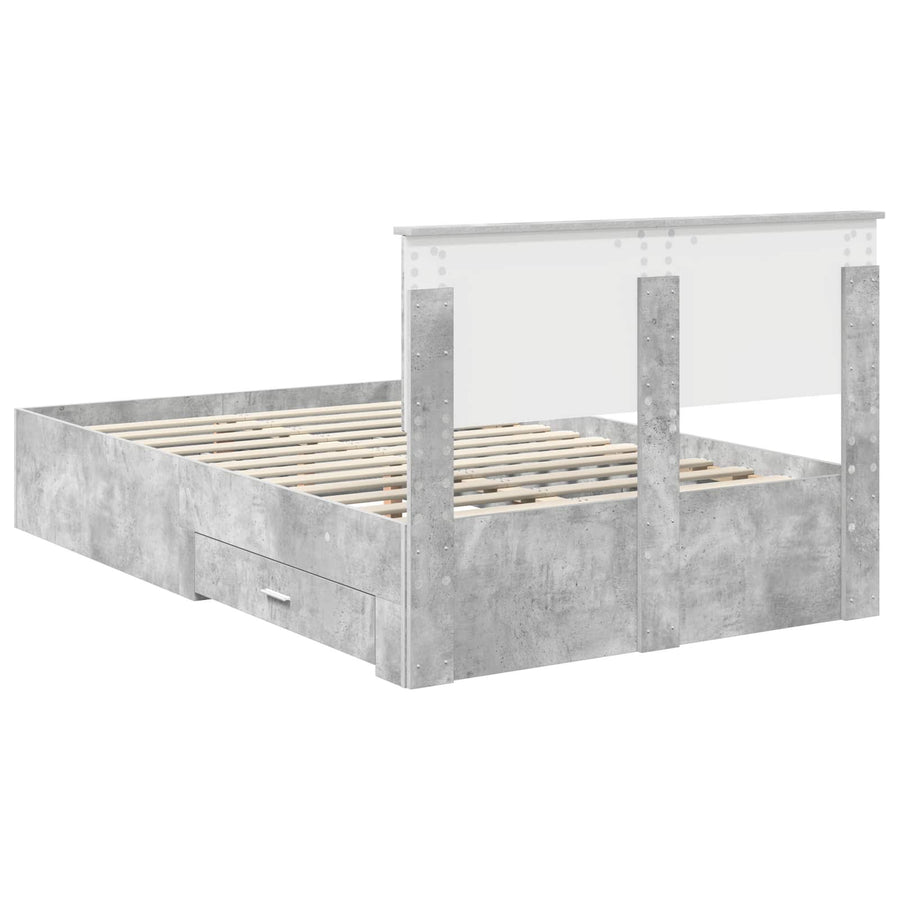 Bedframe met hoofdeinde Beton Grijs 120 x 200 cm Bewerkt hout