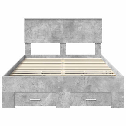 Bedframe met hoofdeinde Beton Grijs 120 x 200 cm Bewerkt hout
