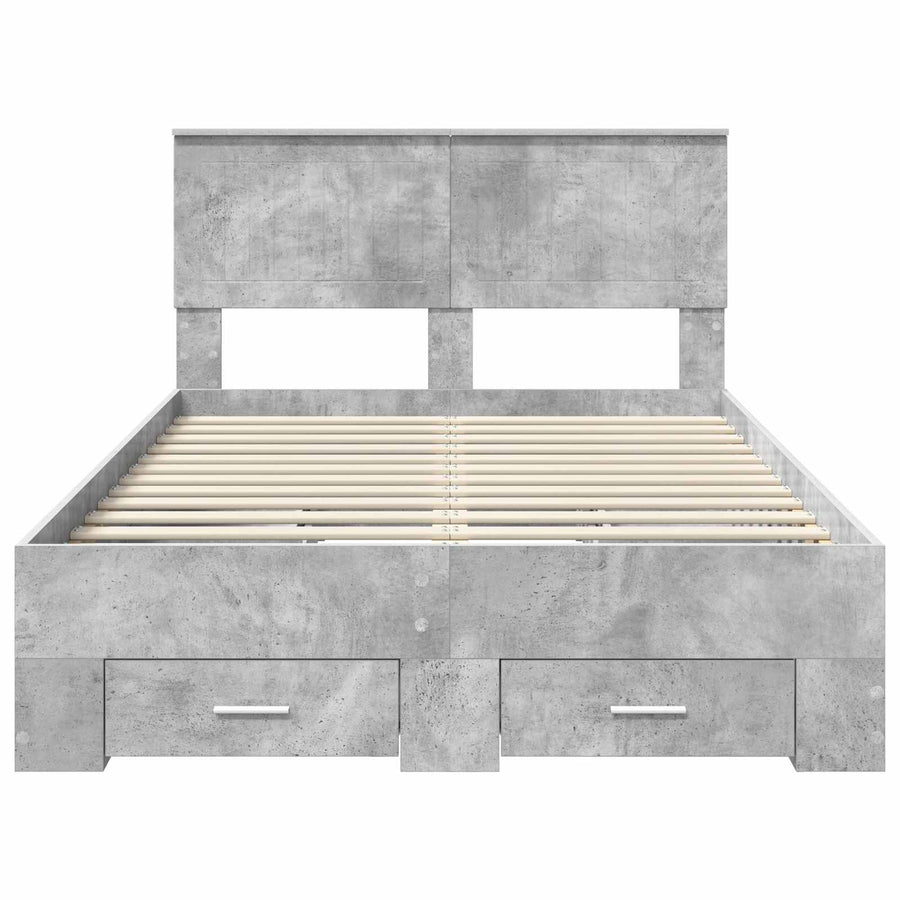 Bedframe met hoofdeinde Beton Grijs 120 x 200 cm Bewerkt hout