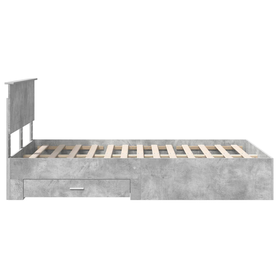 Bedframe met hoofdeinde Beton Grijs 120 x 200 cm Bewerkt hout
