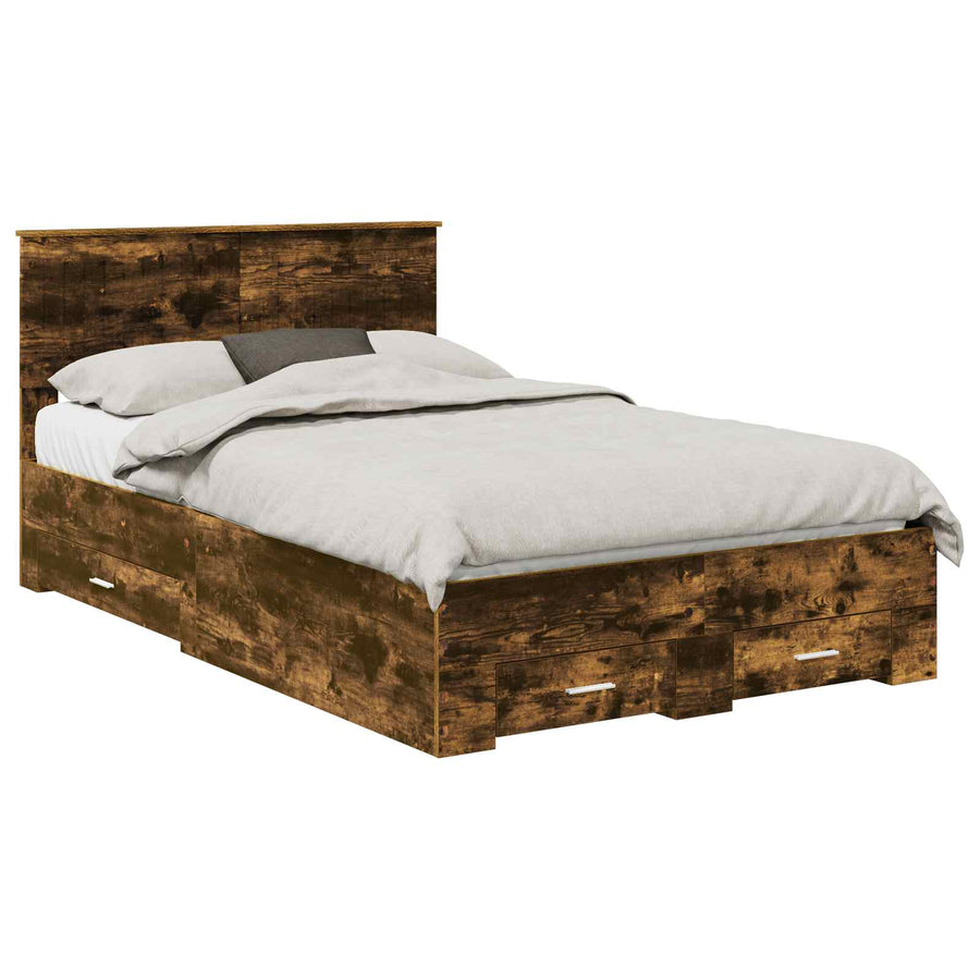 Bedframe met hoofdeinde Gerookt eiken 120 x 200 cm Bewerkt hout