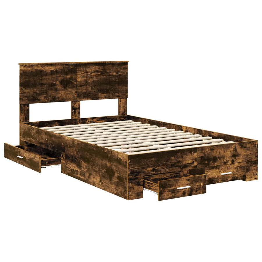 Bedframe met hoofdeinde Gerookt eiken 120 x 200 cm Bewerkt hout