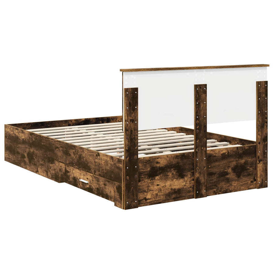 Bedframe met hoofdeinde Gerookt eiken 120 x 200 cm Bewerkt hout