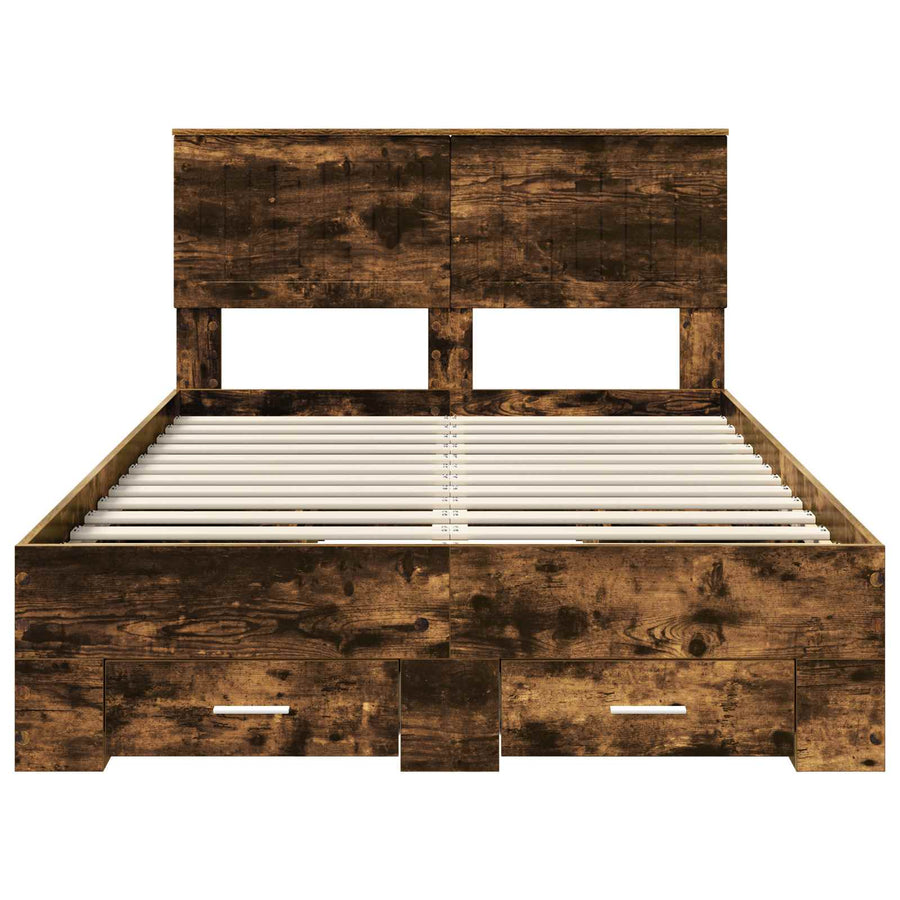 Bedframe met hoofdeinde Gerookt eiken 120 x 200 cm Bewerkt hout