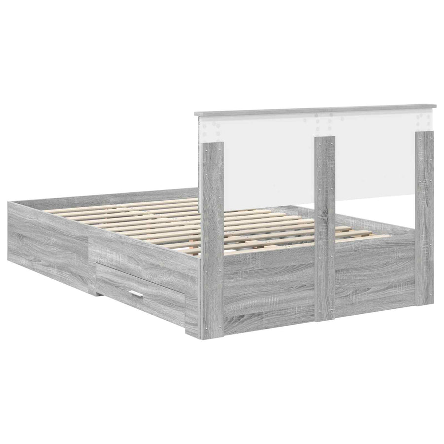 Bedframe met hoofdeinde Grijs Sonoma 120 x 200 cm Bewerkt hout