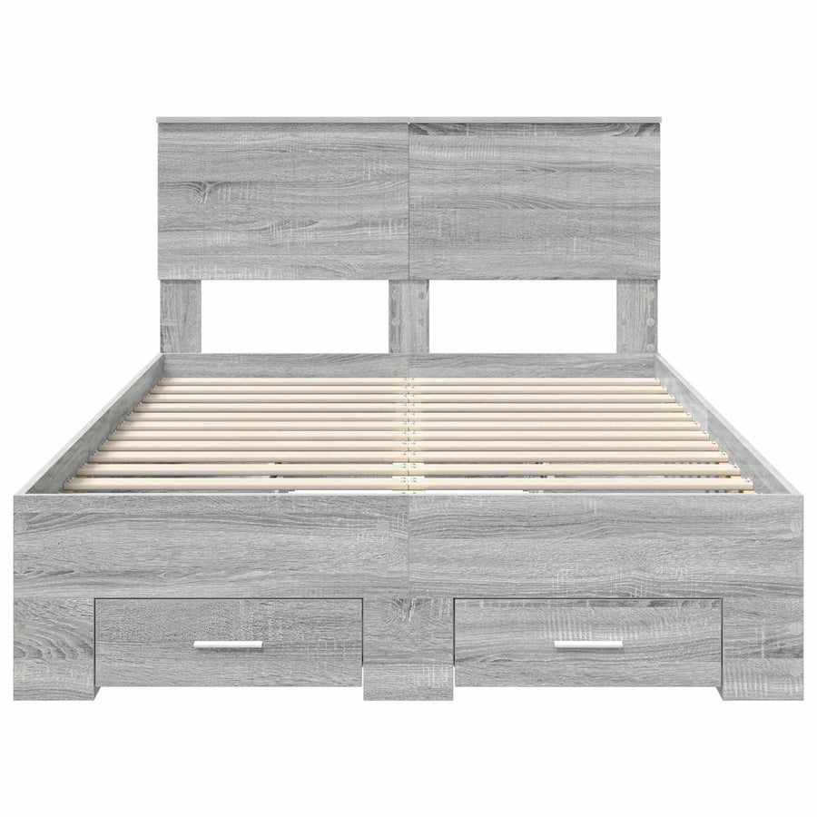 Bedframe met hoofdeinde Grijs Sonoma 120 x 200 cm Bewerkt hout