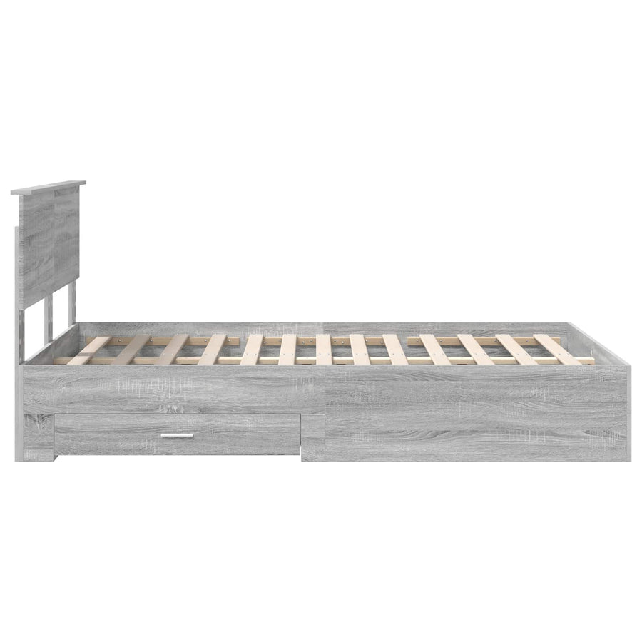 Bedframe met hoofdeinde Grijs Sonoma 120 x 200 cm Bewerkt hout