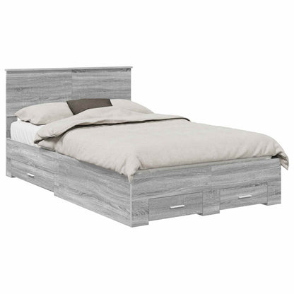 Bedframe met hoofdeinde Grijs Sonoma 120 x 190 cm Bewerkt hout