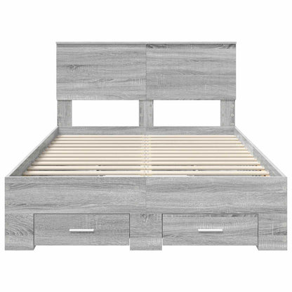 Bedframe met hoofdeinde Grijs Sonoma 120 x 190 cm Bewerkt hout