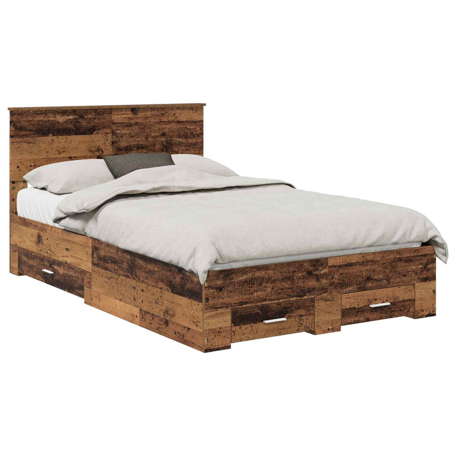 Bedframe met lade met hoofdeinde met opslag Bewerkt hout