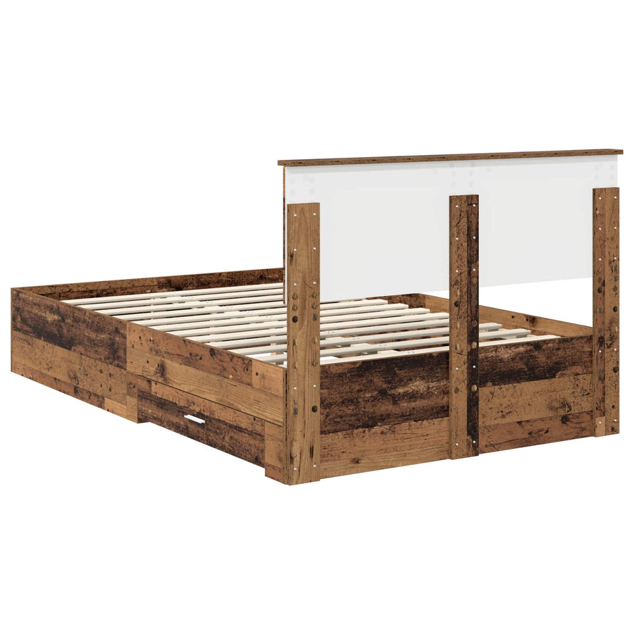 Bedframe met lade met hoofdeinde met opslag Bewerkt hout