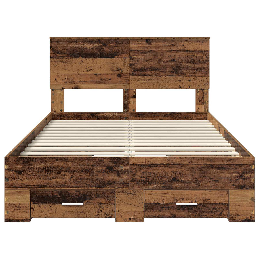 Bedframe met lade met hoofdeinde met opslag Bewerkt hout