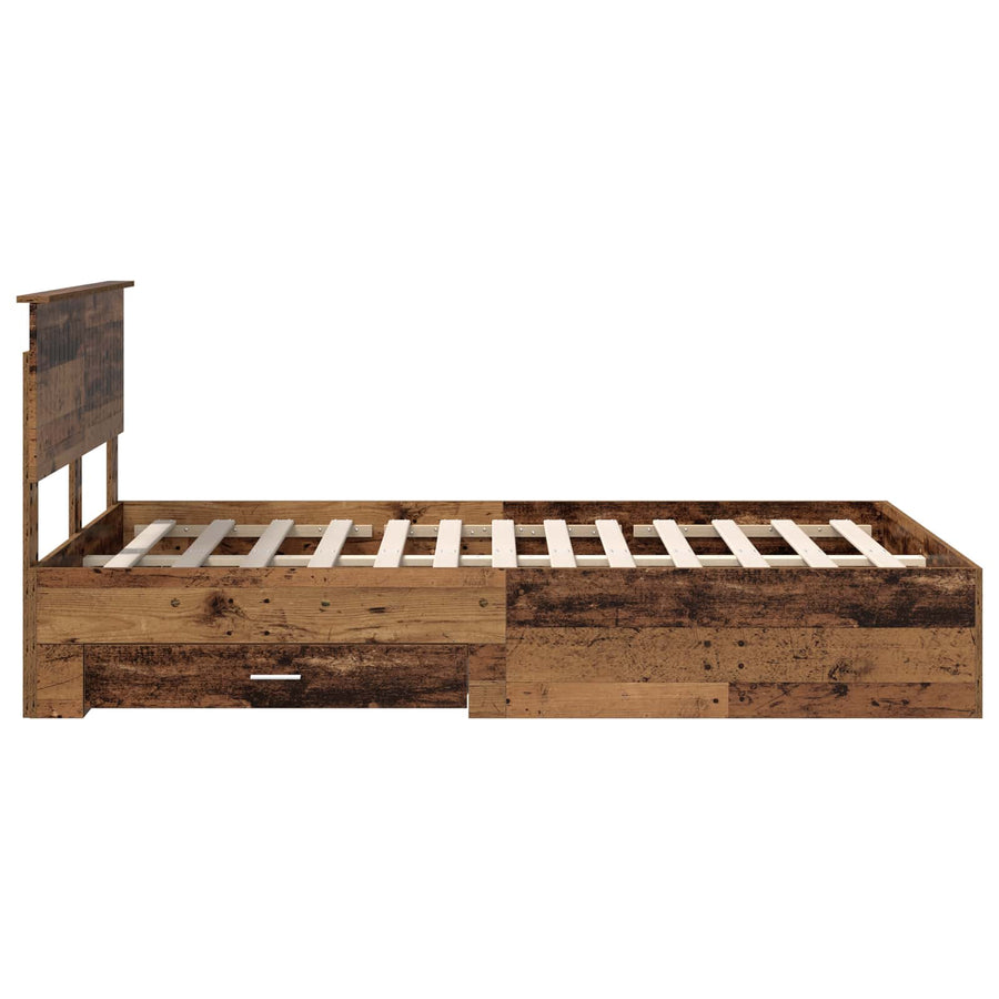 Bedframe met lade met hoofdeinde met opslag Bewerkt hout