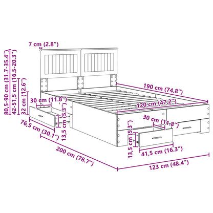 Bedframe met lade met hoofdeinde met opslag Bewerkt hout