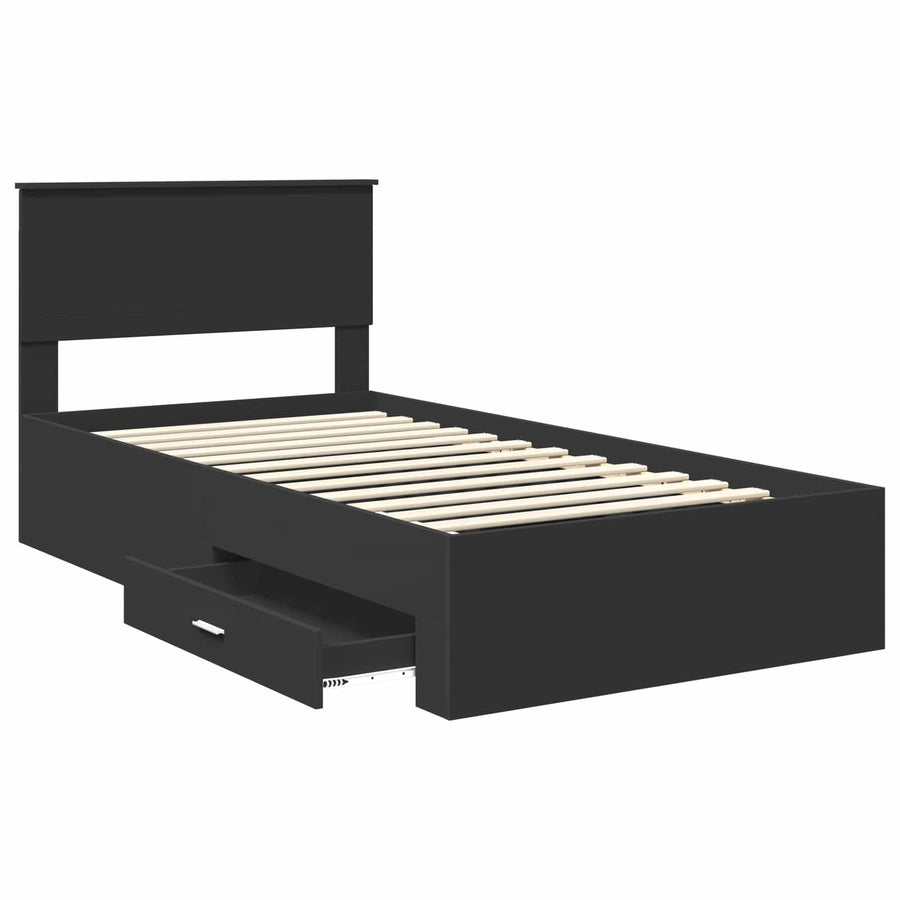Bedframe met lade Zwart en Zilver 100 x 200 cm Bewerkt hout