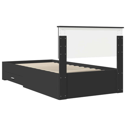 Bedframe met lade Zwart en Zilver 100 x 200 cm Bewerkt hout