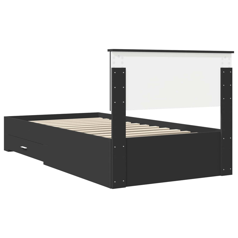 Bedframe met lade Zwart en Zilver 100 x 200 cm Bewerkt hout