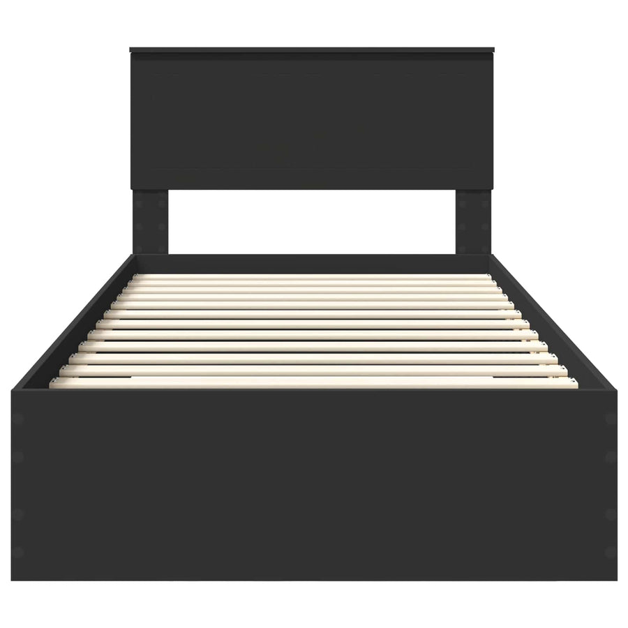 Bedframe met lade Zwart en Zilver 100 x 200 cm Bewerkt hout