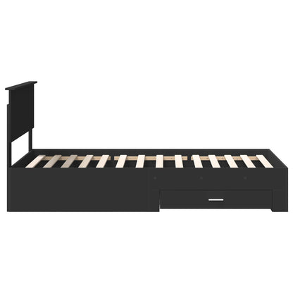 Bedframe met lade Zwart en Zilver 100 x 200 cm Bewerkt hout