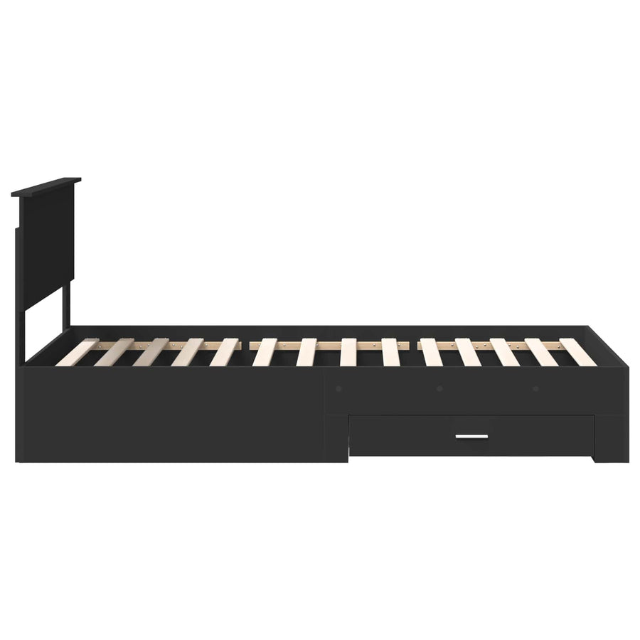Bedframe met lade Zwart en Zilver 100 x 200 cm Bewerkt hout