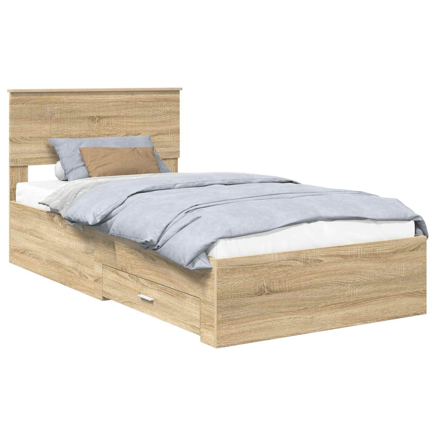 Bedframe met hoofdeinde Sonoma Eiken 100 x 200 cm Bewerkt hout