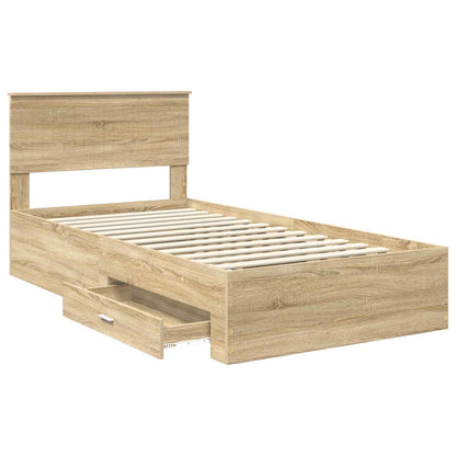 Bedframe met hoofdeinde Sonoma Eiken 100 x 200 cm Bewerkt hout