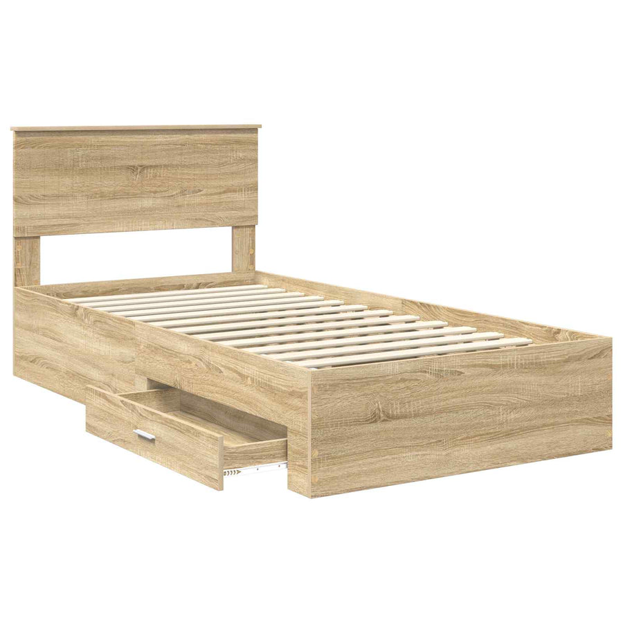 Bedframe met hoofdeinde Sonoma Eiken 100 x 200 cm Bewerkt hout