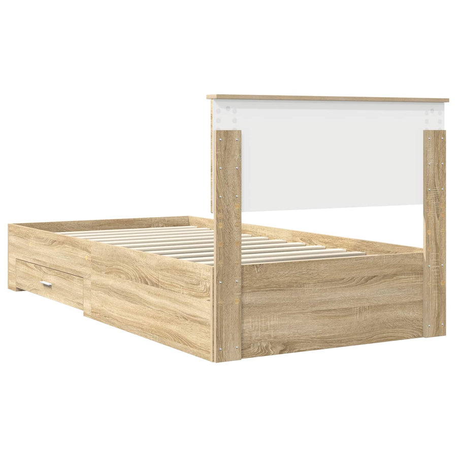 Bedframe met hoofdeinde Sonoma Eiken 100 x 200 cm Bewerkt hout