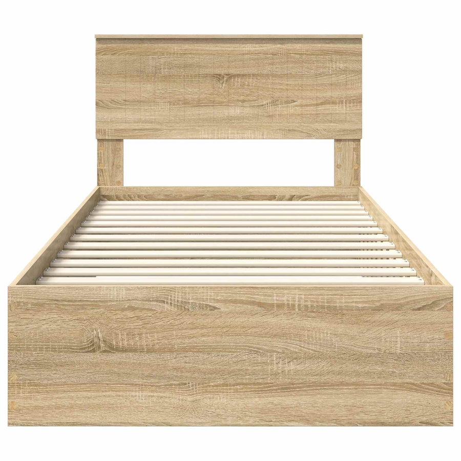 Bedframe met hoofdeinde Sonoma Eiken 100 x 200 cm Bewerkt hout