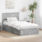 Bedframe 100x200 cm beton grijs bewerkt hout