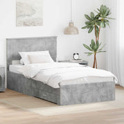 Bedframe 100x200 cm beton grijs bewerkt hout
