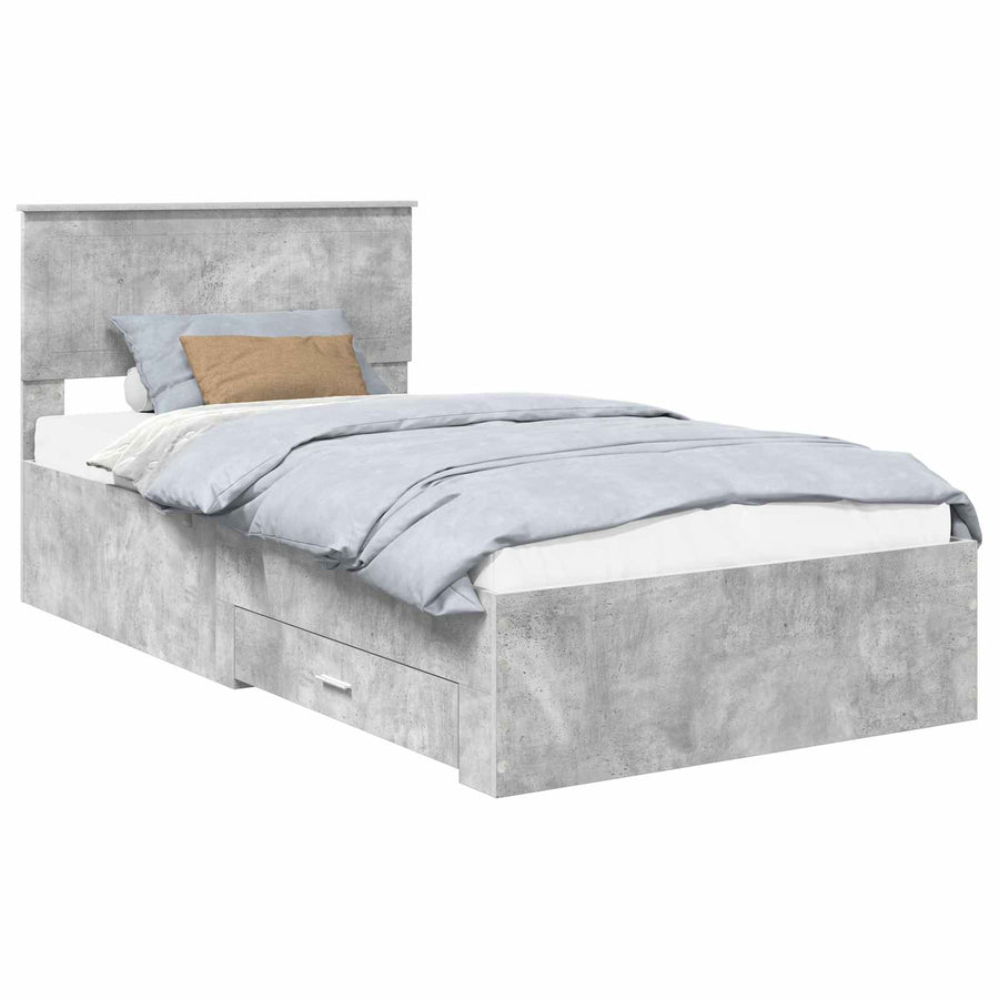 Bedframe met hoofdeinde Beton Grijs 100 x 200 cm Bewerkt hout