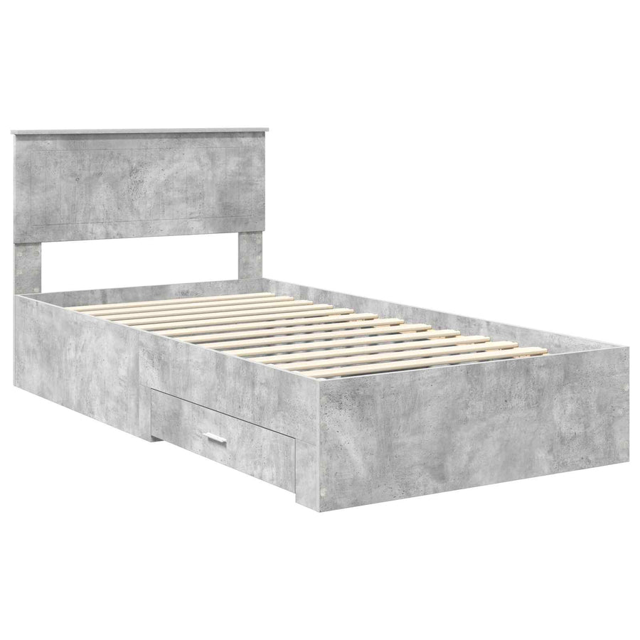 Bedframe met hoofdeinde Beton Grijs 100 x 200 cm Bewerkt hout