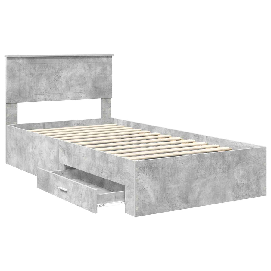 Bedframe met hoofdeinde Beton Grijs 100 x 200 cm Bewerkt hout