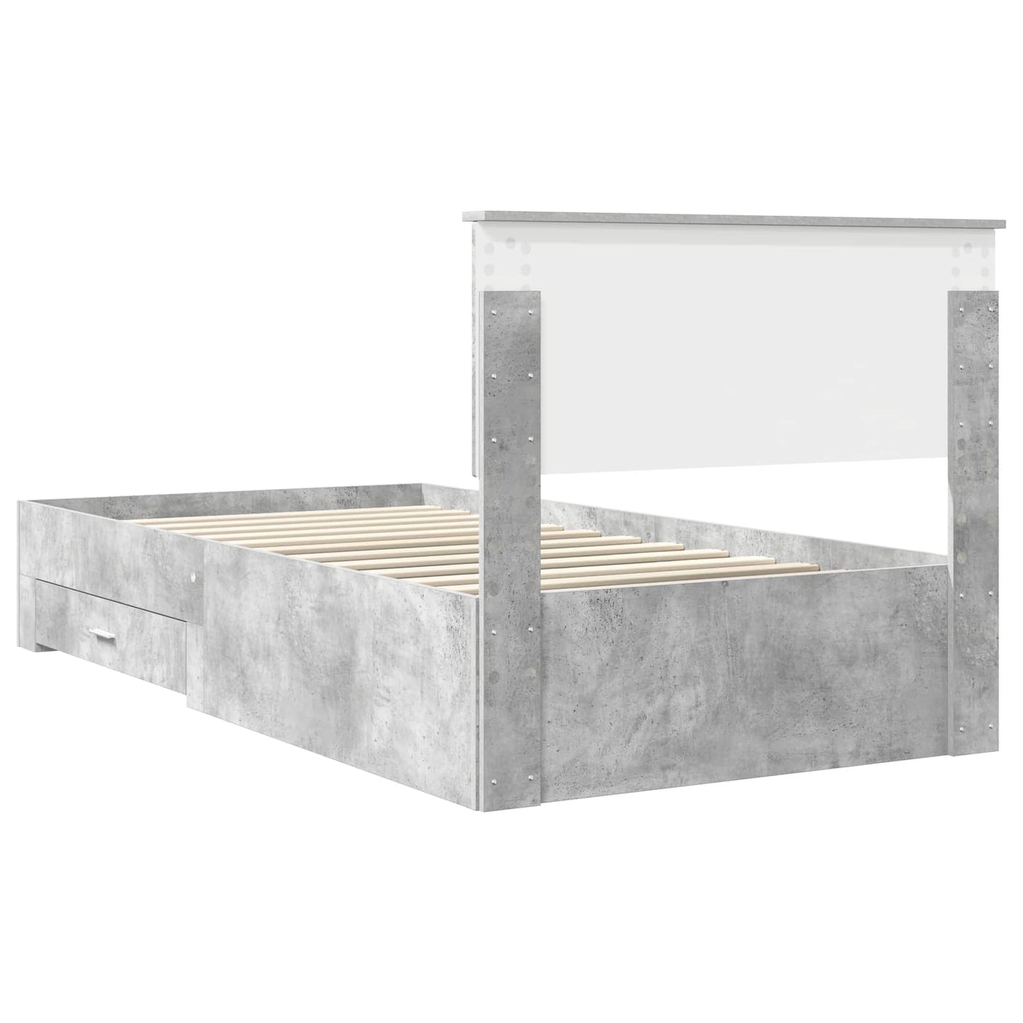 Bedframe met hoofdeinde Beton Grijs 100 x 200 cm Bewerkt hout