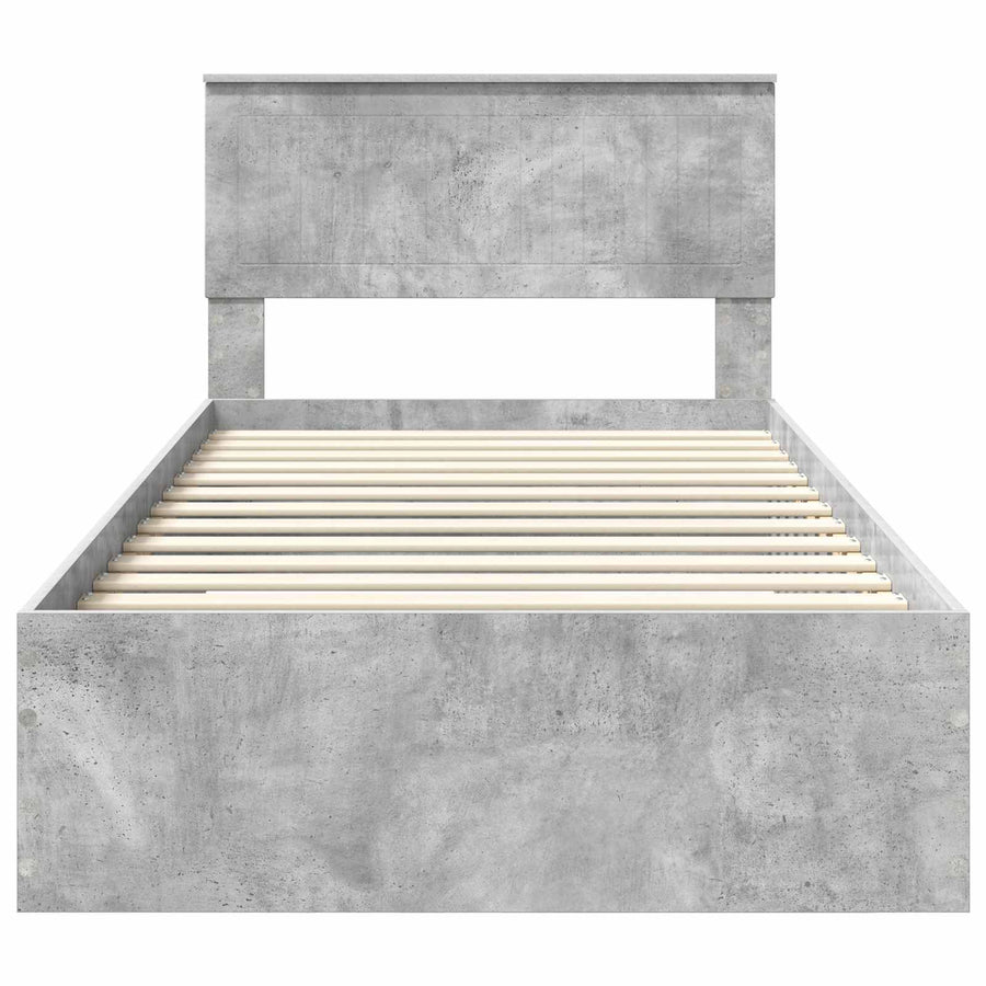 Bedframe met hoofdeinde Beton Grijs 100 x 200 cm Bewerkt hout