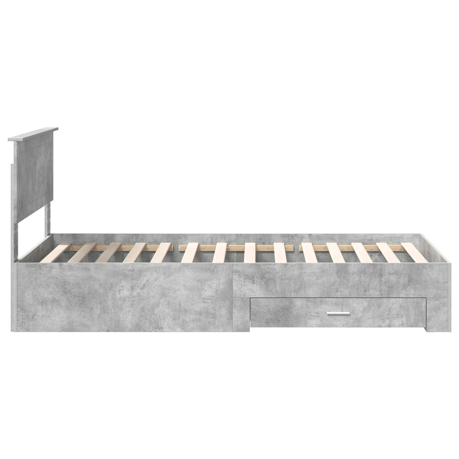 Bedframe met hoofdeinde Beton Grijs 100 x 200 cm Bewerkt hout