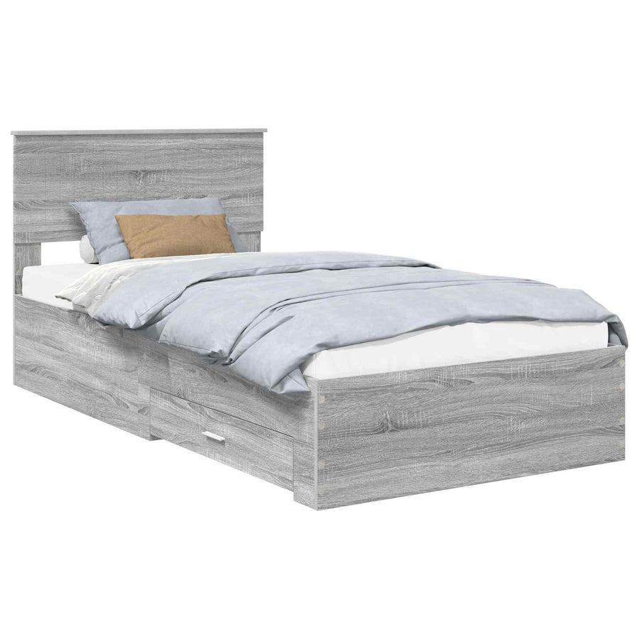 Bedframe met hoofdeinde Grijs Sonoma 100 x 200 cm Bewerkt hout