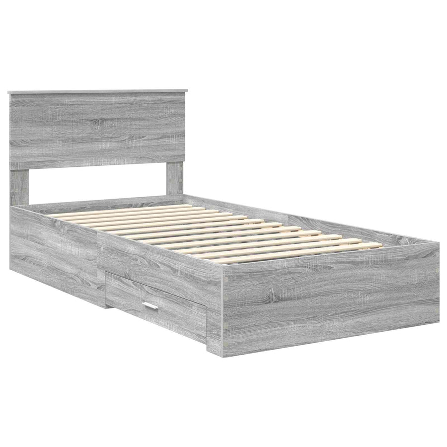 Bedframe met hoofdeinde Grijs Sonoma 100 x 200 cm Bewerkt hout