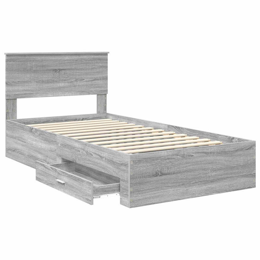 Bedframe met hoofdeinde Grijs Sonoma 100 x 200 cm Bewerkt hout