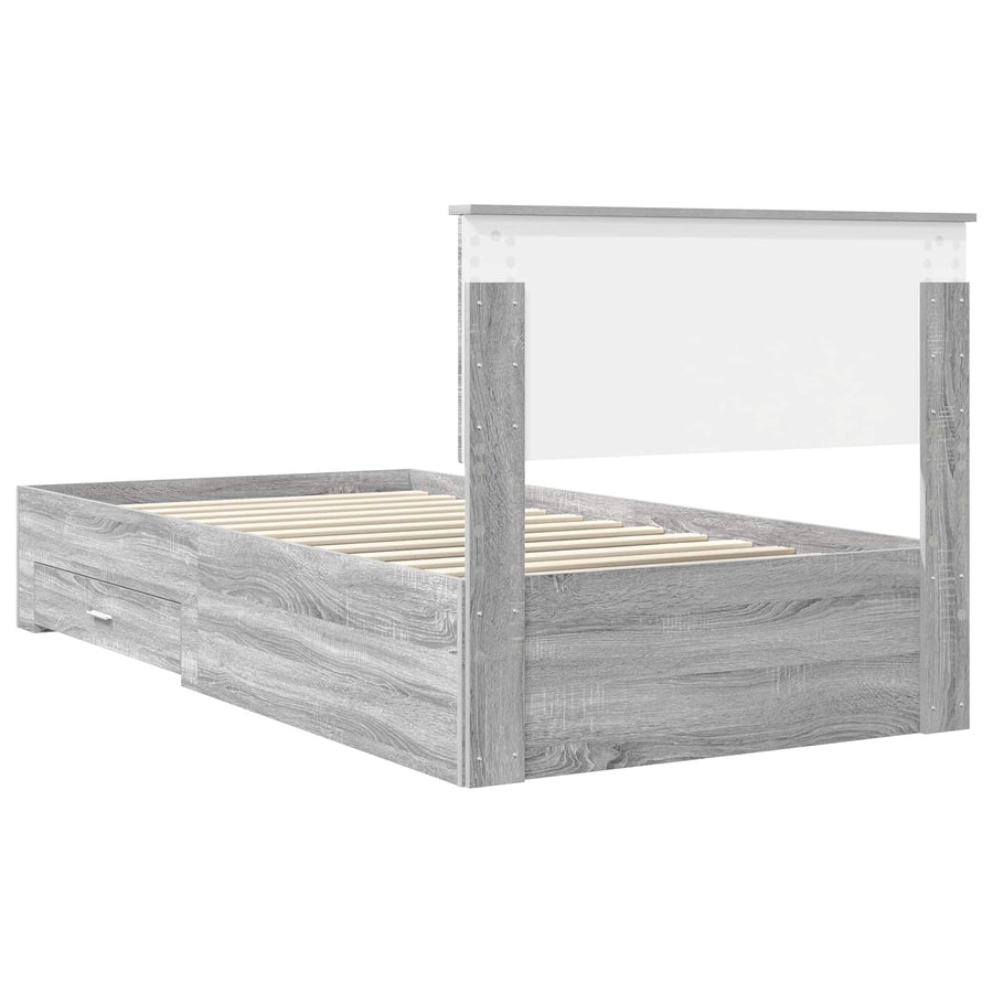 Bedframe met hoofdeinde Grijs Sonoma 100 x 200 cm Bewerkt hout