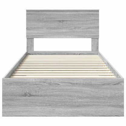 Bedframe met hoofdeinde Grijs Sonoma 100 x 200 cm Bewerkt hout