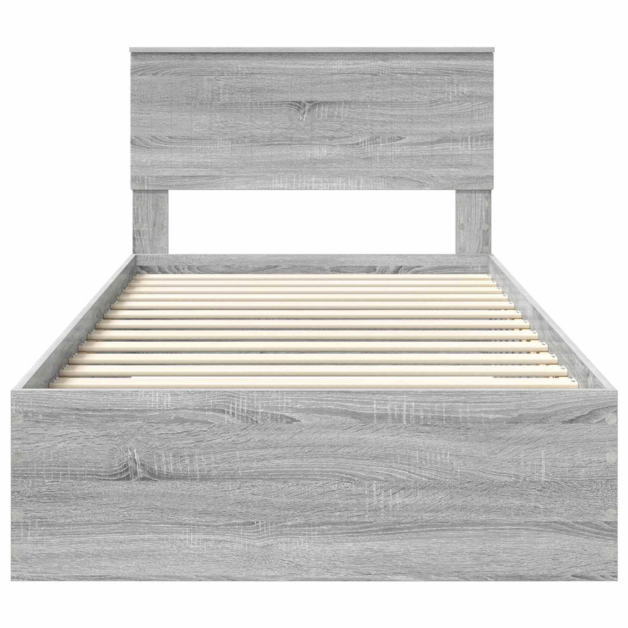 Bedframe met hoofdeinde Grijs Sonoma 100 x 200 cm Bewerkt hout